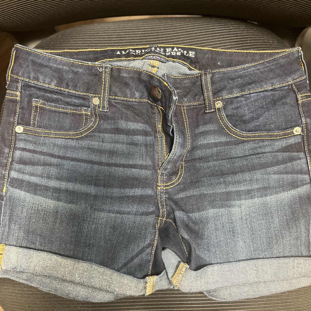 American Eagle Outfitters Dark Indigo Rolled Cuff Jean Shorts
